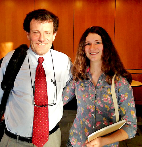 Annie Ashmore with Nicholas Kristof during his campus visit.