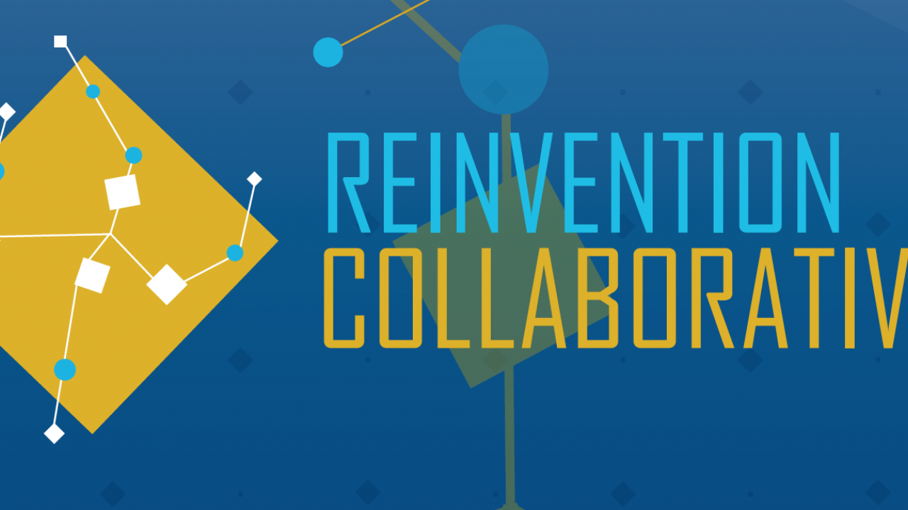 Reinvention Collaborative Logo in Blue and Gold