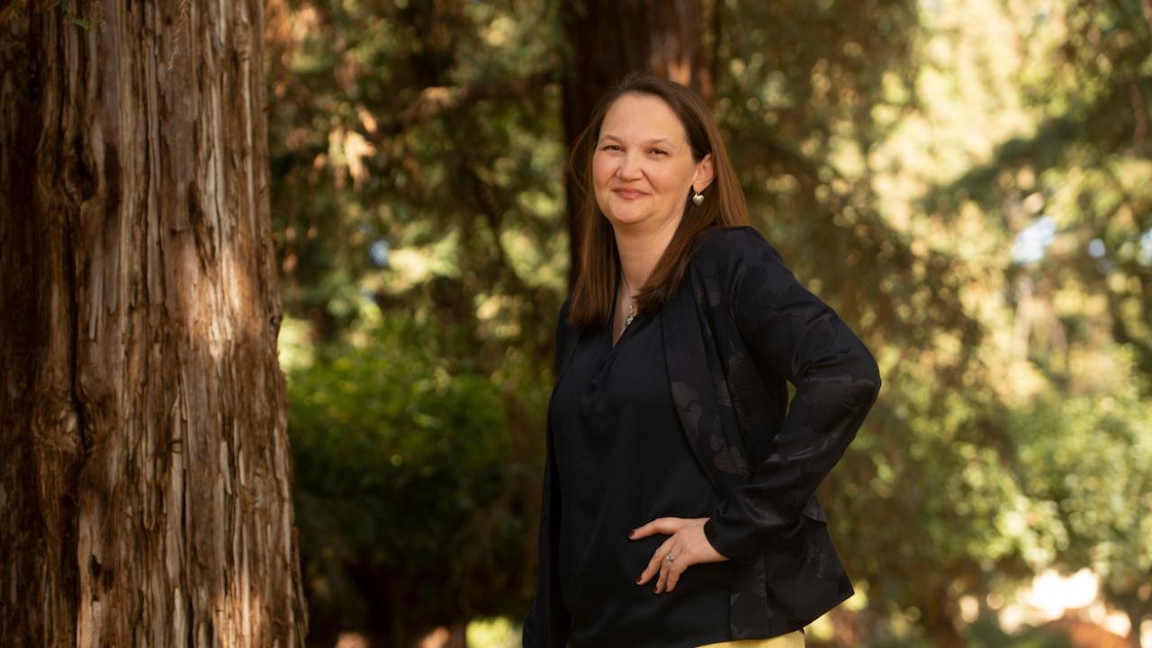 Vice Provost and Dean Cynthia Carter Ching in the Redwood Grove, UC Davis Arboretum