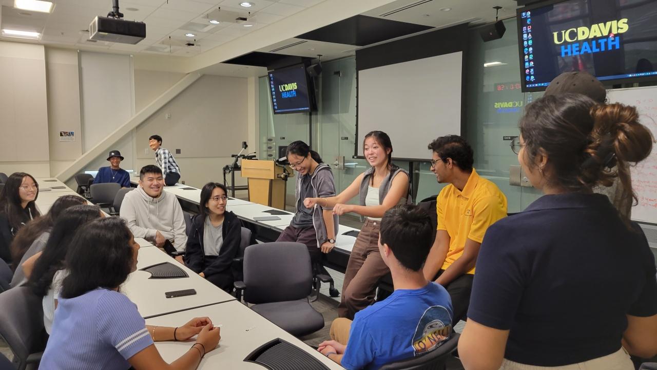 UC Davis students of engineering having a conversation
