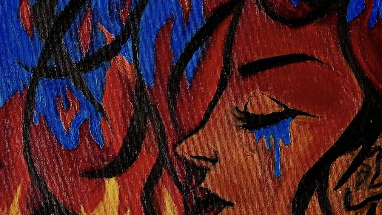 Painting of a black woman crying by Grace-Lynn Bridges