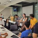 UC Davis students of engineering having a conversation